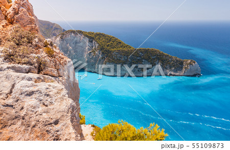 Navagio bay, coastal Greek landscape 55109873
