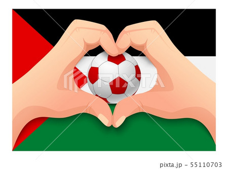 palestine soccer ball and hand heart shape 55110703