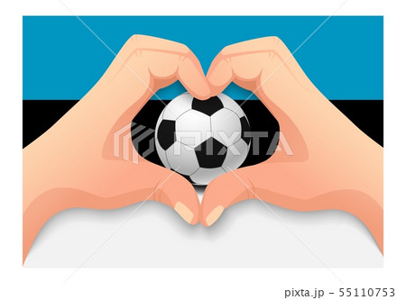 Estonia soccer ball and hand heart shape 55110753