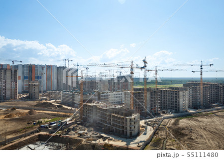 Building under construction. Crane move heavy Building under construction. Crane move heavy 55111480