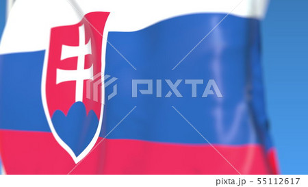 Flying national flag of Slovakia close-up, 3D rendering Flying national flag of Slovakia close-up, 3D rendering 55112617