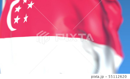 Waving national flag of Singapore close-up, 3D rendering 55112620