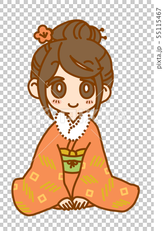 Girls wearing kimonos 55115467