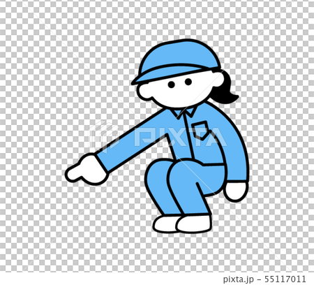 Worker woman pointing down (deformed) Worker woman pointing down (deformed) 55117011