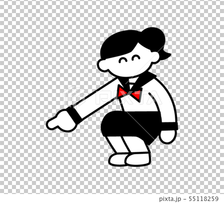 Sailor suit girl pointing down (deformed) Sailor suit girl pointing down (deformed) 55118259