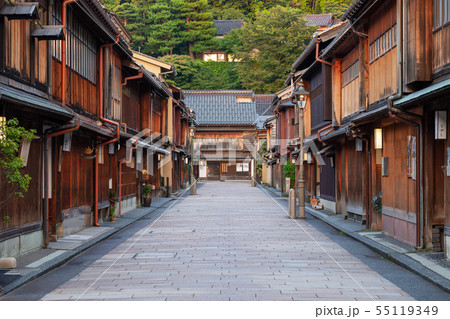石川金沢_ひがし茶屋街夕景 55119349