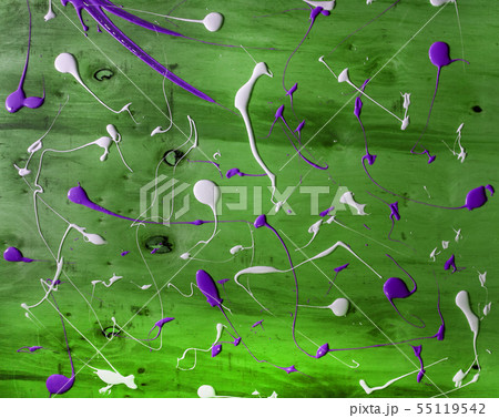 Artist working wooden table top with paint marks Artist working wooden table top with paint marks 55119542