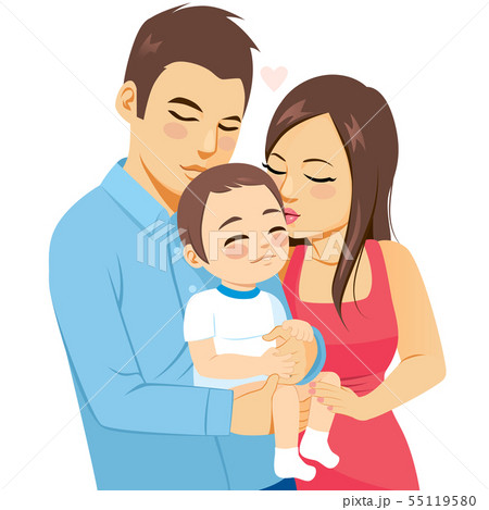 Happy young parents kissing and hugging baby boy 55119580