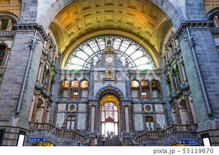 Famous Antwerp Central station interior with Famous Antwerp Central station interior with 55119670