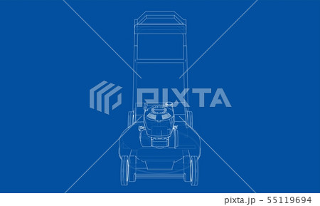 Outline lawn mower vector. Wire-frame style 55119694