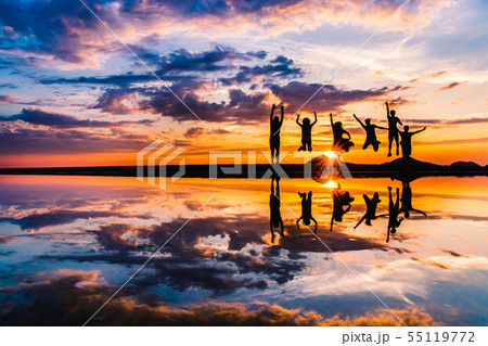 父母ヶ浜夕景シルエット 55119772