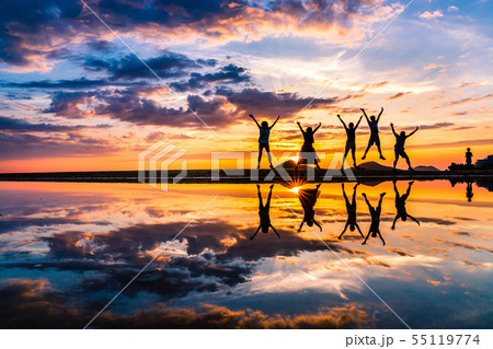 父母ヶ浜夕景シルエット 父母ヶ浜夕景シルエット 55119774