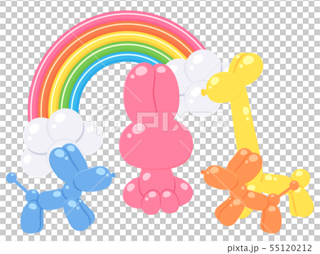 バルーンアートイラスト_虹と動物_顔無し バルーンアートイラスト_虹と動物_顔無し 55120212