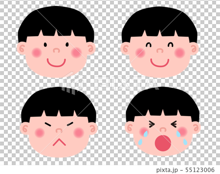 Boys elementary school students facial expression set face only Boys elementary school students facial expression set face only 55123006