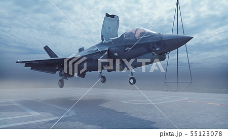 F 35 Fighter Takes Off Vertically From The のイラスト素材 55123078 Pixta