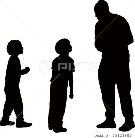 father and children talking, silhouette vector father and children talking, silhouette vector 55123309