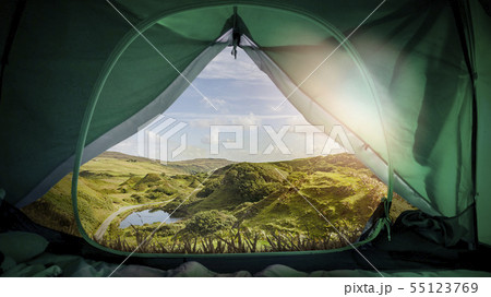camping in scottish landscape 55123769