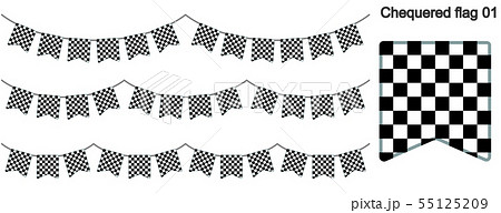 チェッカーフラッグ レース旗 のガーラーンドのベクターデータ Bunting Garland のイラスト素材 55125209 Pixta