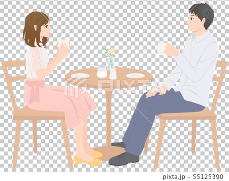 カフェにいる男女 55125390
