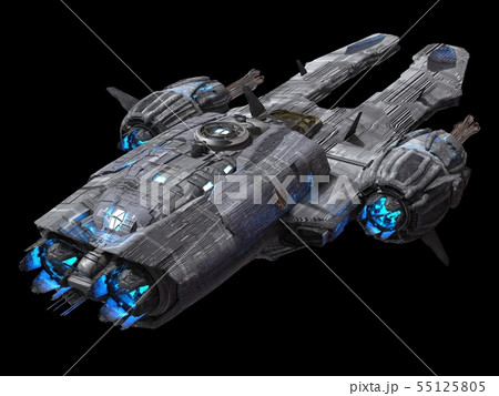 Spaceship isolated on a black background 3d illustration Spaceship isolated on a black background 3d illustration 55125805