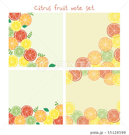 柑橘系フルーツのメモセットのイラスト素材
