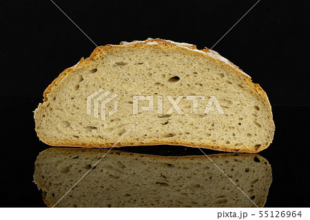 Rye wheat bread isolated on black glass Rye wheat bread isolated on black glass 55126964