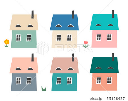 北欧の家々 3 おうちの裏側のイラスト素材 55128427 Pixta