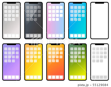 最新型iphoneセット カラフルホーム画面のイラスト素材