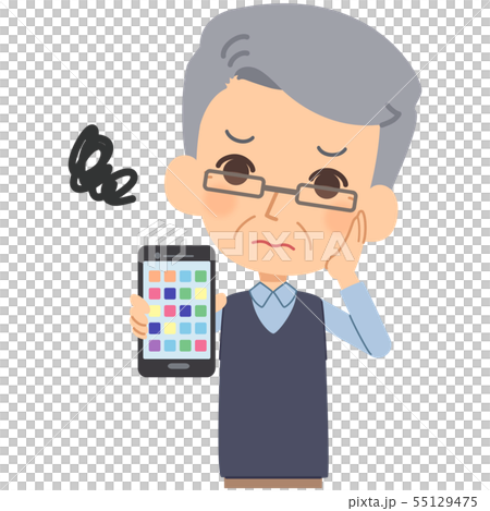 シニア　スマホ操作　男性 55129475