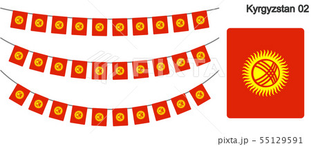 キルギスの国旗のガーラーンド　ベクターデータ（bunting garland） 55129591
