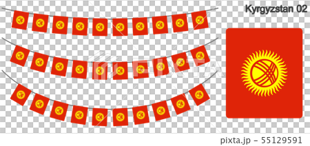 キルギスの国旗のガーラーンド　ベクターデータ（bunting garland） 55129591