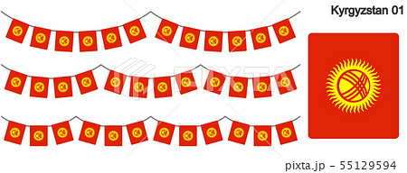キルギスの国旗のガーラーンド　ベクターデータ（bunting garland）
