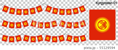 キルギスの国旗のガーラーンド　ベクターデータ（bunting garland） 55129594