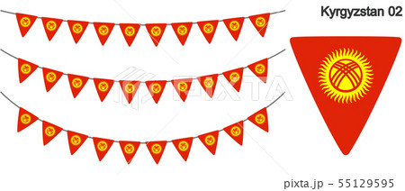 キルギスの国旗のガーラーンド　ベクターデータ（bunting garland）
