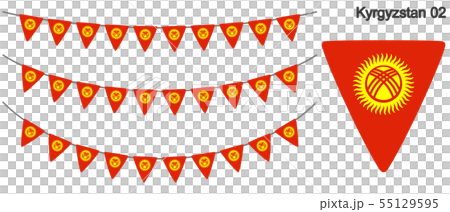 キルギスの国旗のガーラーンド　ベクターデータ（bunting garland） 55129595