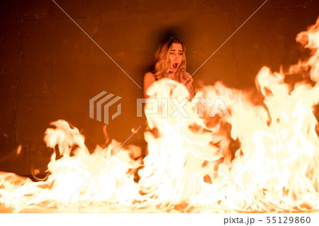Nude woman open fire all around shot Nude woman open fire all around shot 55129860