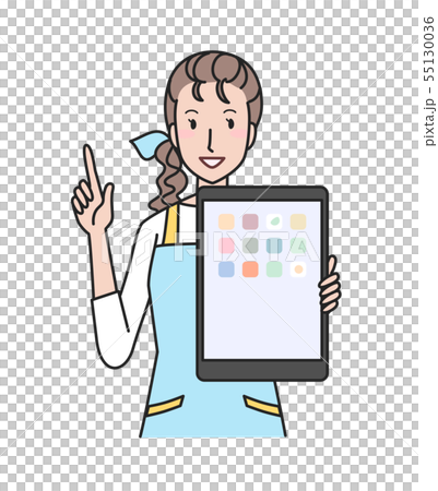 A housewife with a tablet A housewife with a tablet 55130036