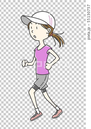 ジョギング中の女性のイラスト素材