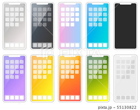 最新型iphoneセット カラフルホーム画面のイラスト素材