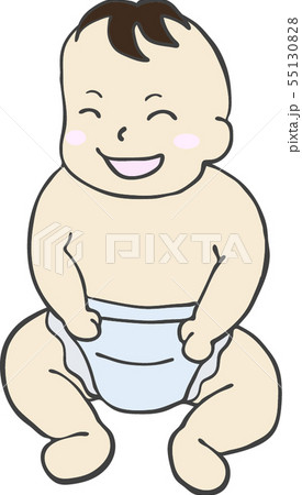 おむつを着けた赤ちゃんのイラスト素材
