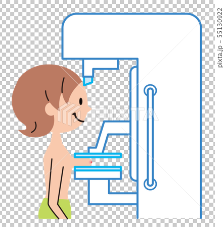 乳がん　マンモグラフィー検査　イラスト 55130922