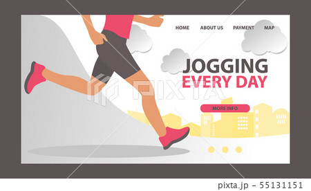 Jogging at morning and running man vector web template. Runner is engaged in fitness and active 55131151