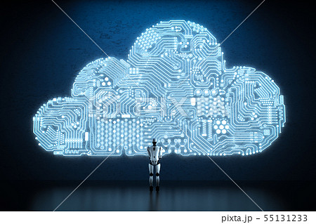 circuit cloud with robot circuit cloud with robot 55131233
