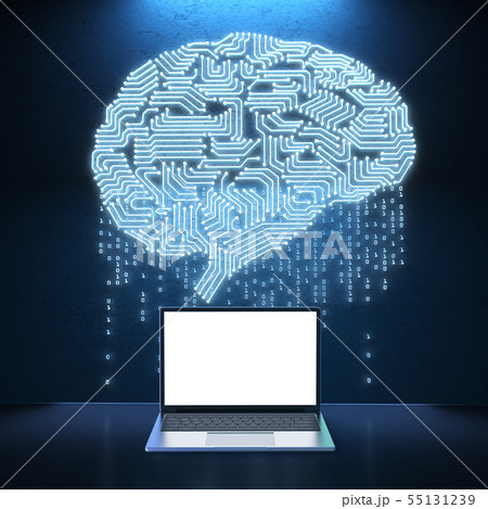 notebook with ai brain 55131239