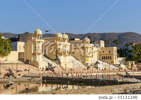 Chandra Ghat at Pushkar lake in Rajasthan. India Chandra Ghat at Pushkar lake in Rajasthan. India 55131296