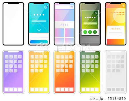 最新型iphone Webデザイン ホーム画面のイラスト素材 55134859 Pixta