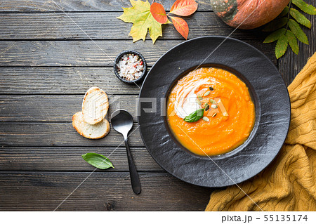 Pumpkin and carrot soup. 55135174
