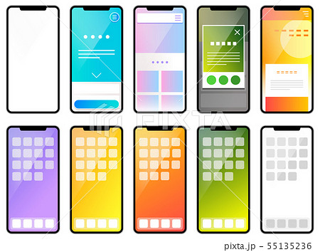 最新型iphone Webサイト表示 ホーム画面のイラスト素材