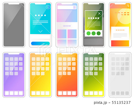 最新型iphone Webサイト表示 ホーム画面のイラスト素材 55135237 Pixta