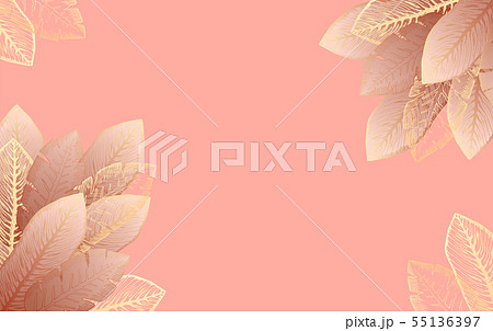Tender orange frame with blue tropical leaves Tender orange frame with blue tropical leaves 55136397